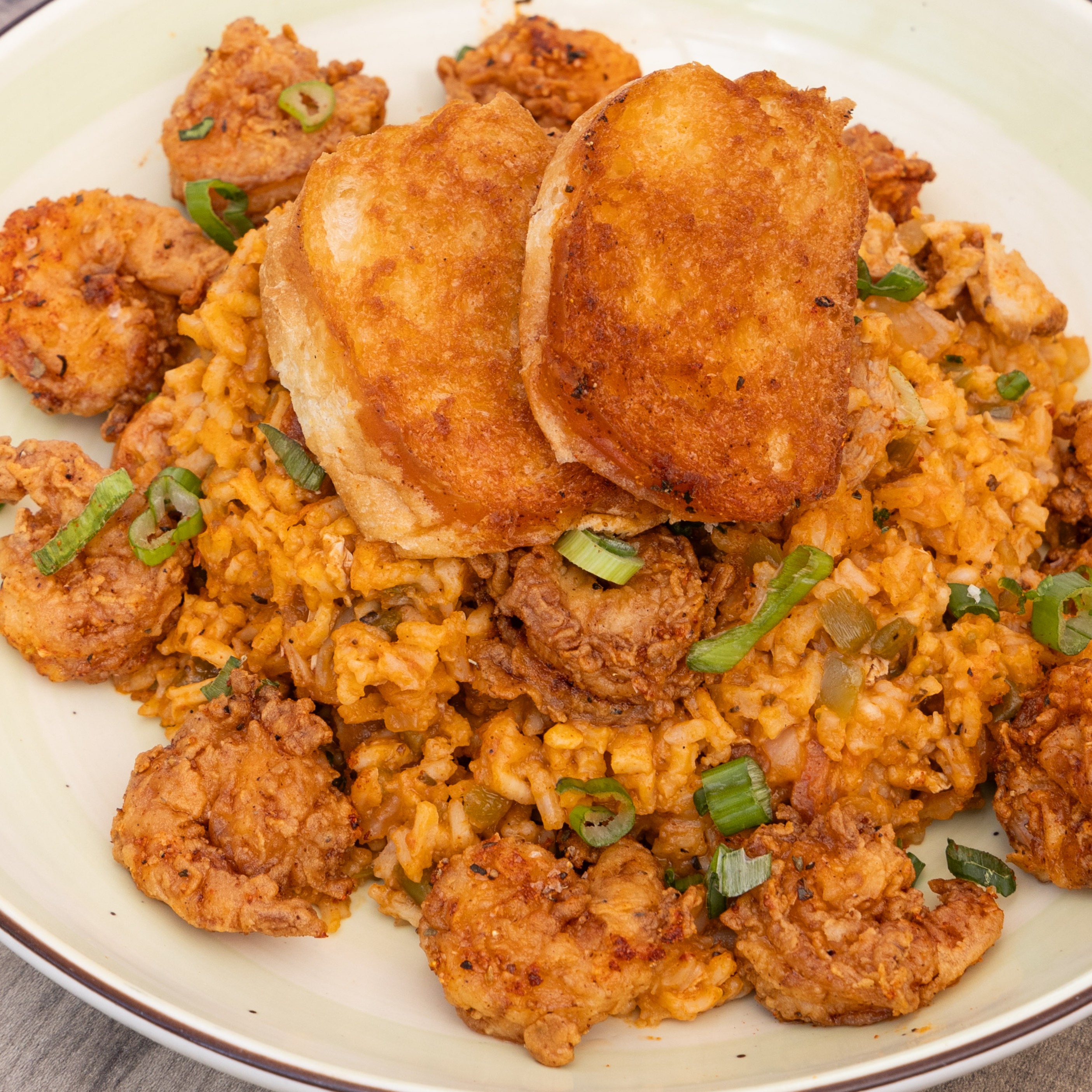 Jambalaya with Fried Shrimp