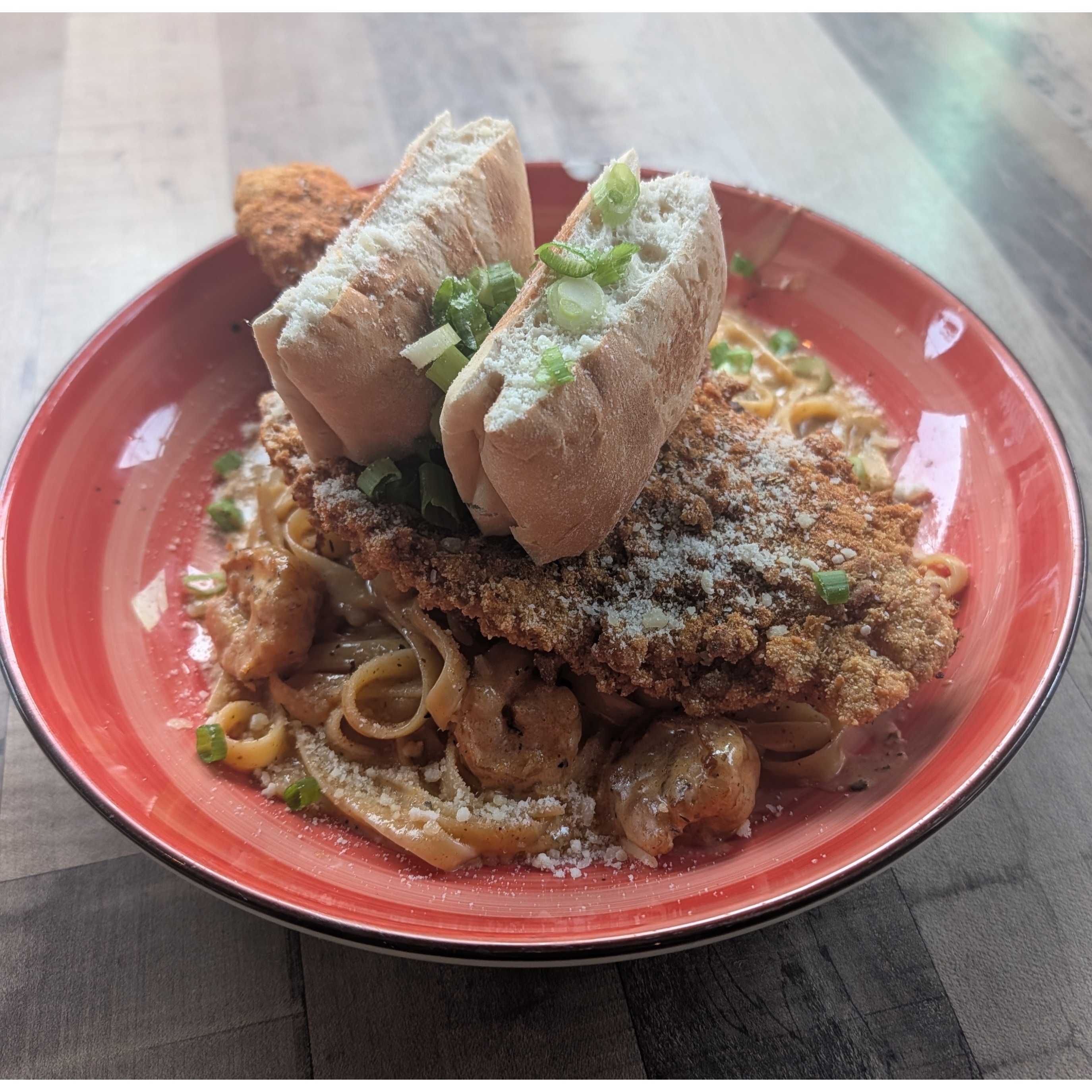 Cajun Pasta with Fried Catfish